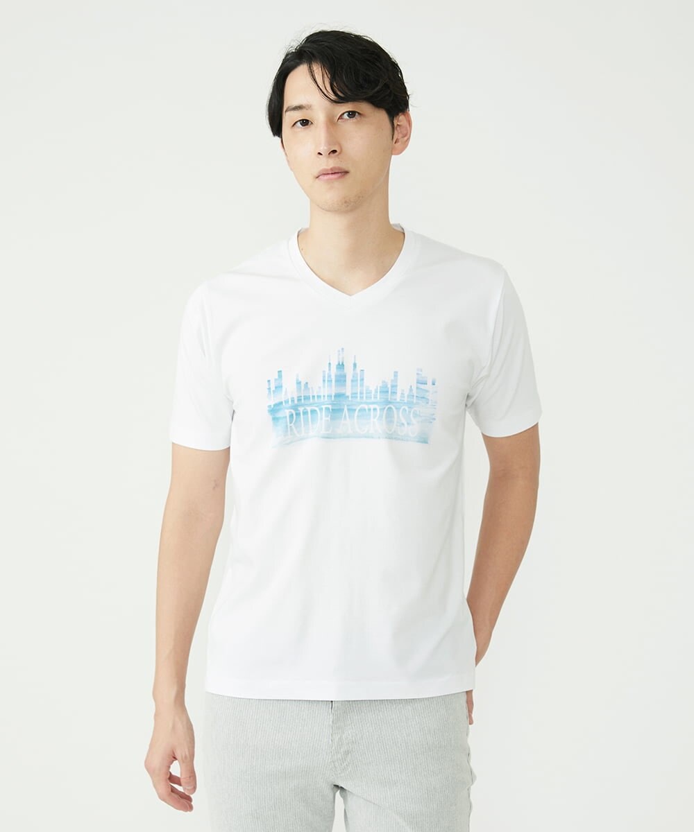 MKKGU28059 MK MICHEL KLEIN HOMME(MKミッシェルクランオム) プリントカットソー ライトブルー(50)