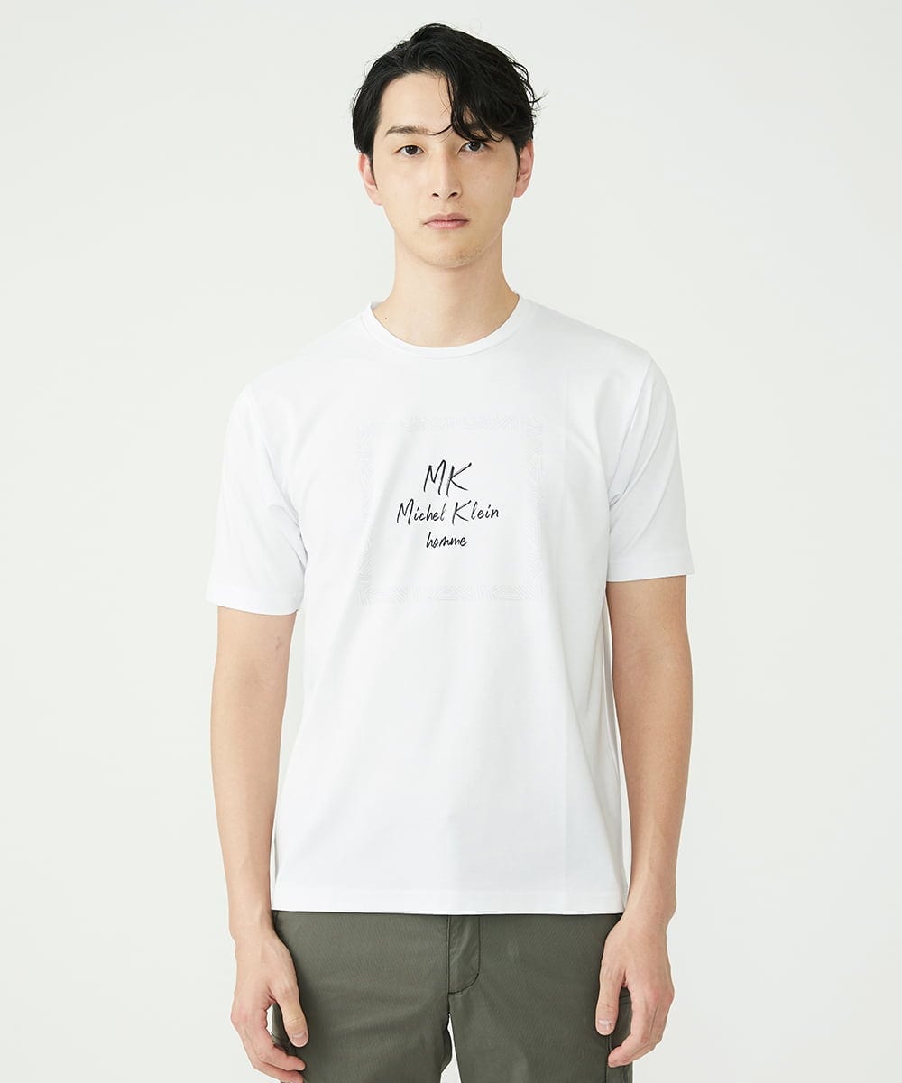 MKKGU29059 MK MICHEL KLEIN HOMME(MKミッシェルクランオム) ロゴプリントTシャツ ホワイト(90)