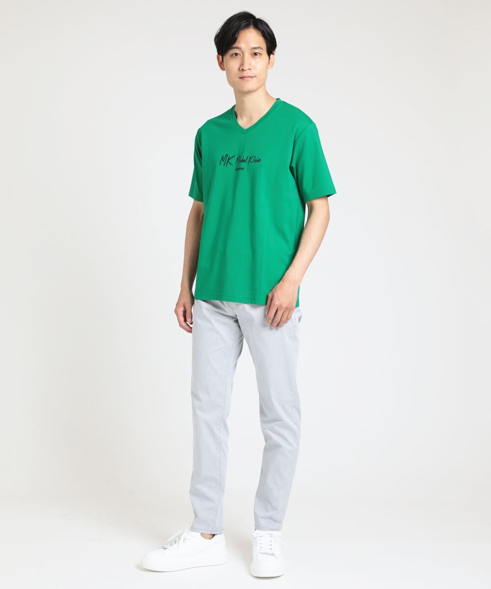 MKKGU31059 MK MICHEL KLEIN HOMME(MKミッシェルクランオム) ブランドロゴカットソー / シルキーテンジク グリーン(35)