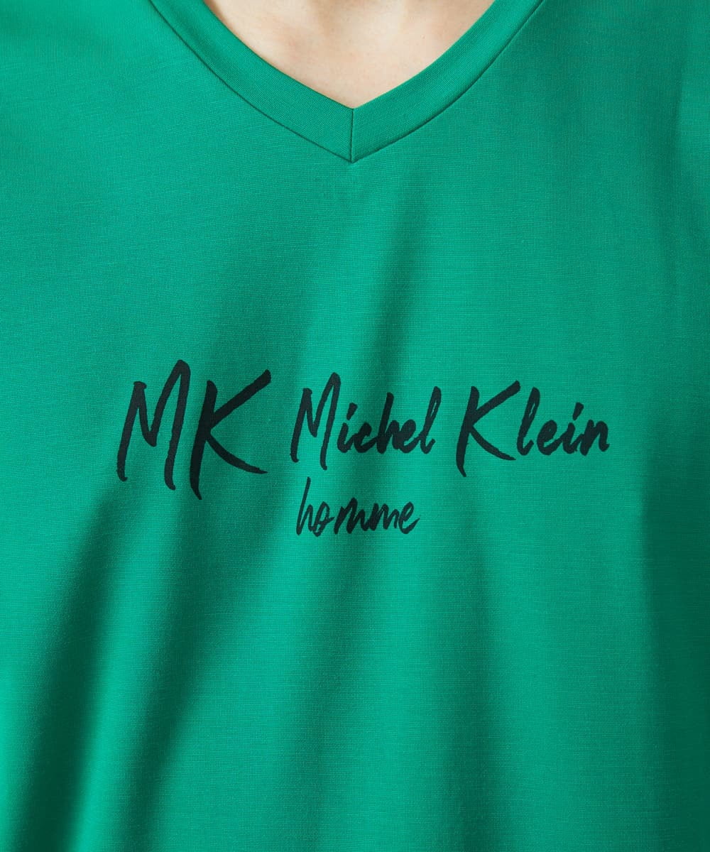 MKKGU31059 MK MICHEL KLEIN HOMME(MKミッシェルクランオム) ブランドロゴカットソー / シルキーテンジク グリーン(35)