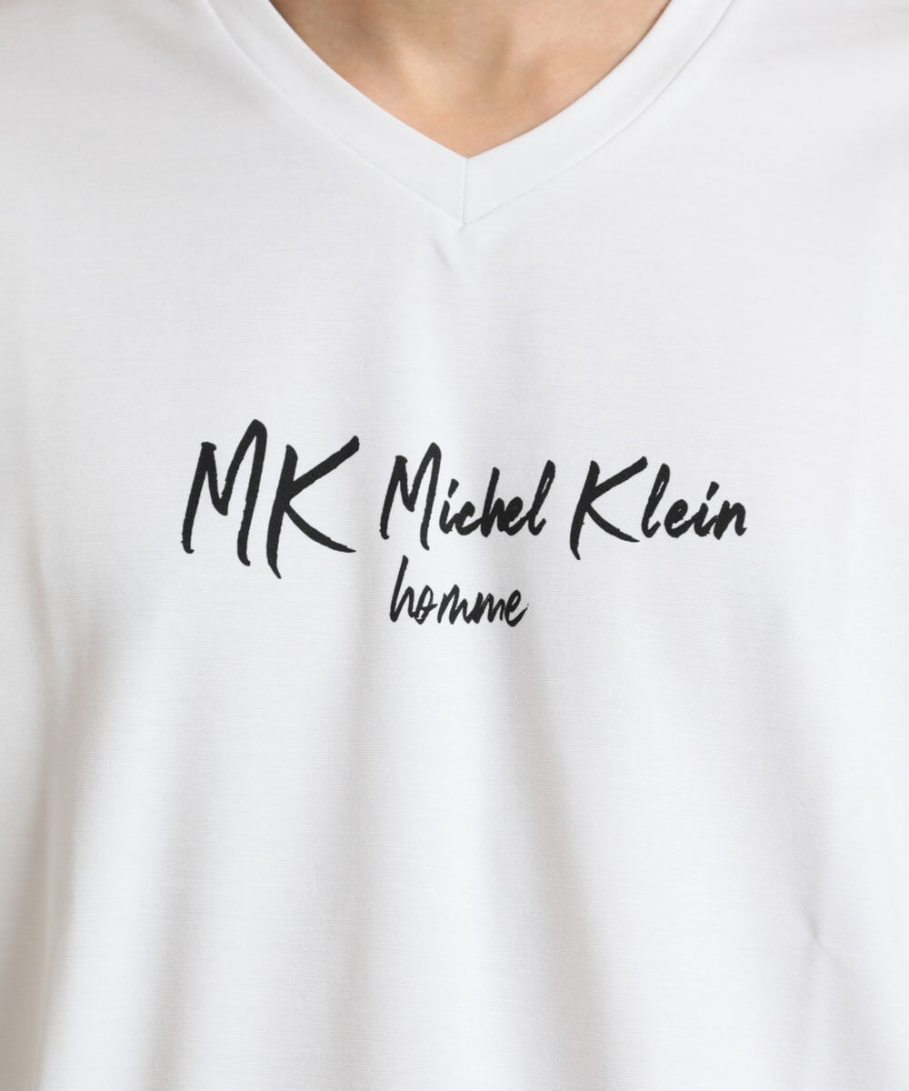MKKGU31059 MK MICHEL KLEIN HOMME(MKミッシェルクランオム) ブランドロゴカットソー / シルキーテンジク ホワイト(90)