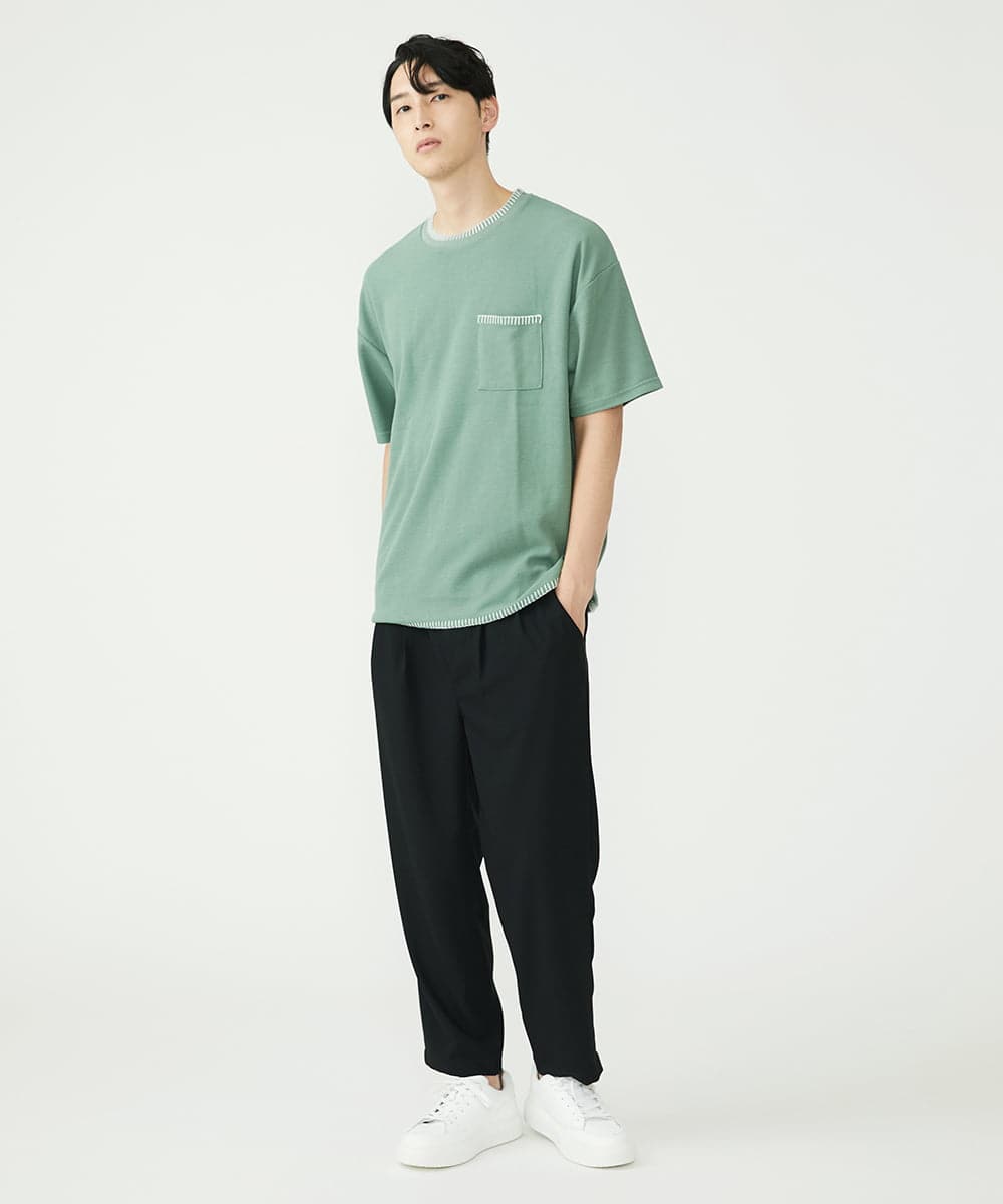 MKKGU79079 MK MICHEL KLEIN HOMME(MKミッシェルクランオム) ブランケットカットソー グリーン(35)