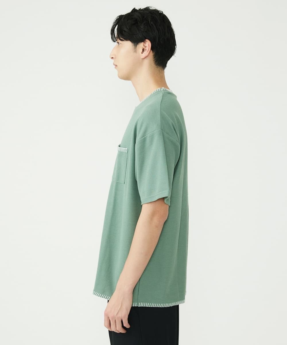 MKKGU79079 MK MICHEL KLEIN HOMME(MKミッシェルクランオム) ブランケットカットソー グリーン(35)