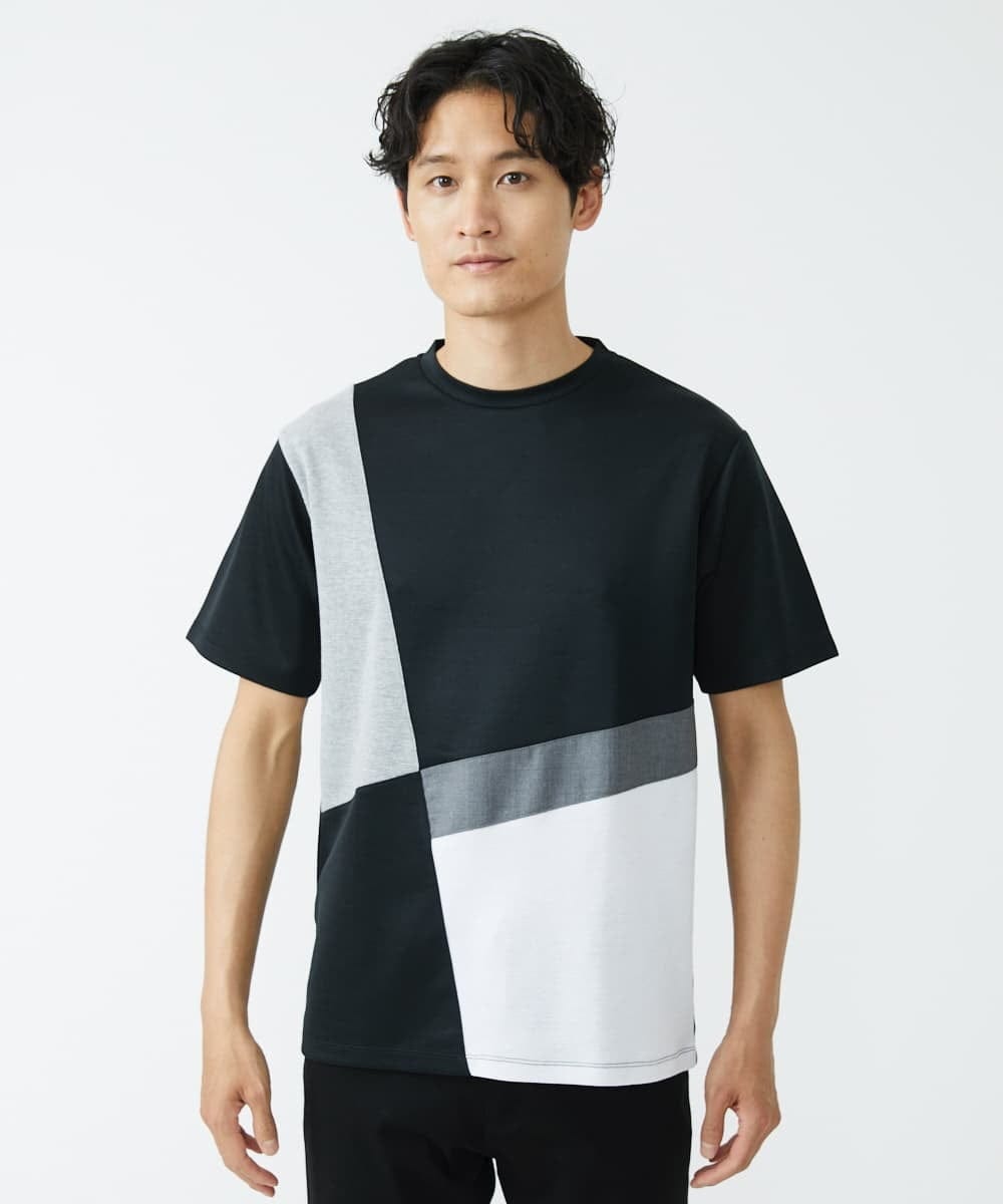 MKKGU83059 MK MICHEL KLEIN HOMME(MKミッシェルクランオム) ブロック切り替えカットソー  ブラック(94)