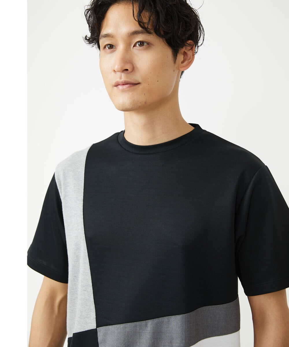 MKKGU83059 MK MICHEL KLEIN HOMME(MKミッシェルクランオム) ブロック切り替えカットソー  ブラック(94)
