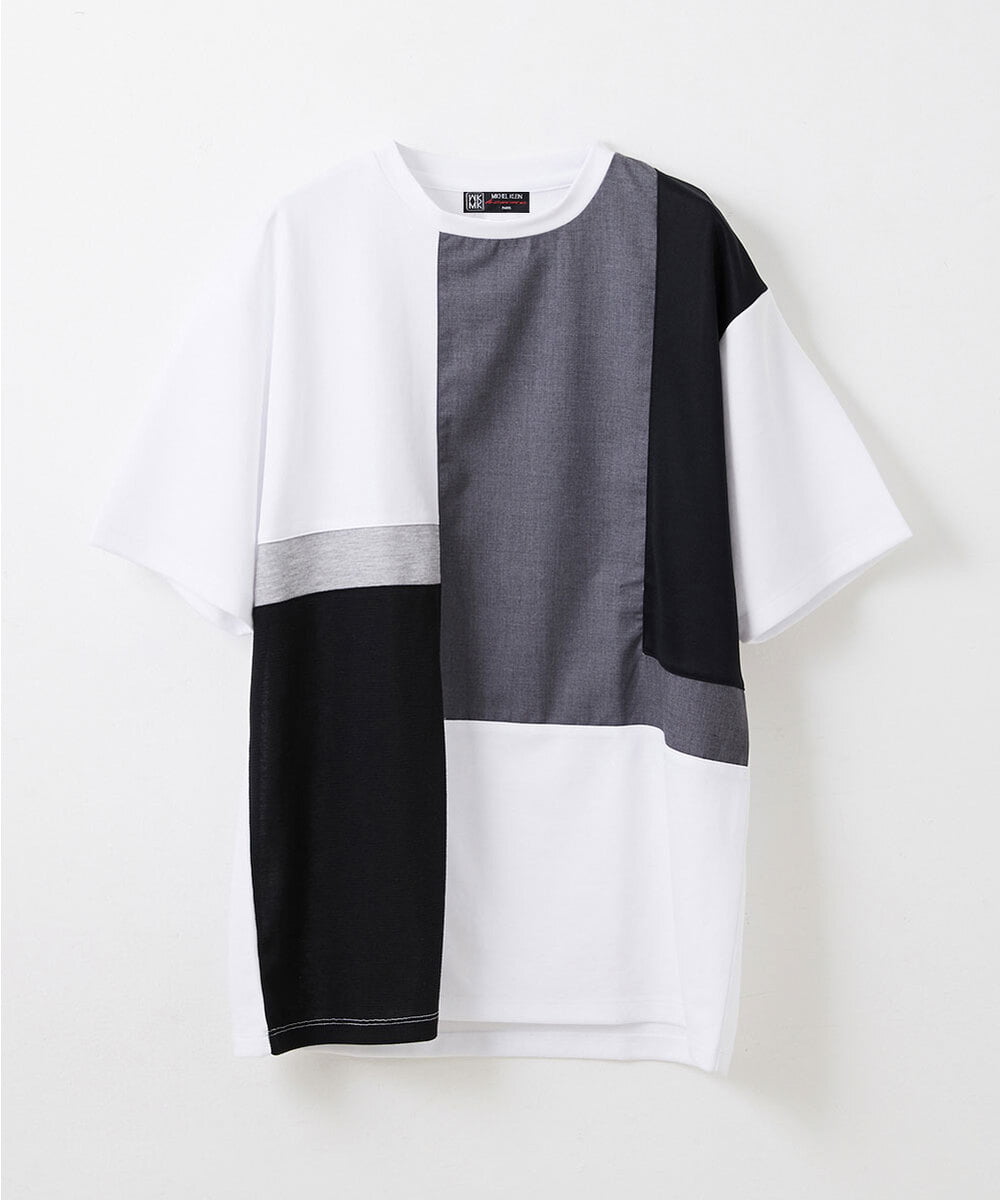 MKKGU84059 MK MICHEL KLEIN HOMME(MKミッシェルクランオム) ブロック柄カットソー ホワイト(90)