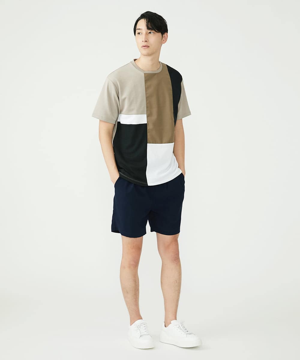 MKKGU84059 MK MICHEL KLEIN HOMME(MKミッシェルクランオム) ブロック柄カットソー ライトグレー(91)