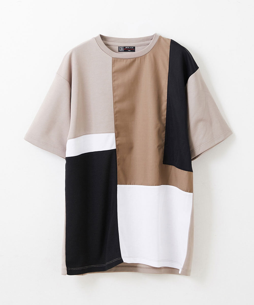 MKKGU84059 MK MICHEL KLEIN HOMME(MKミッシェルクランオム) ブロック柄カットソー ライトグレー(91)