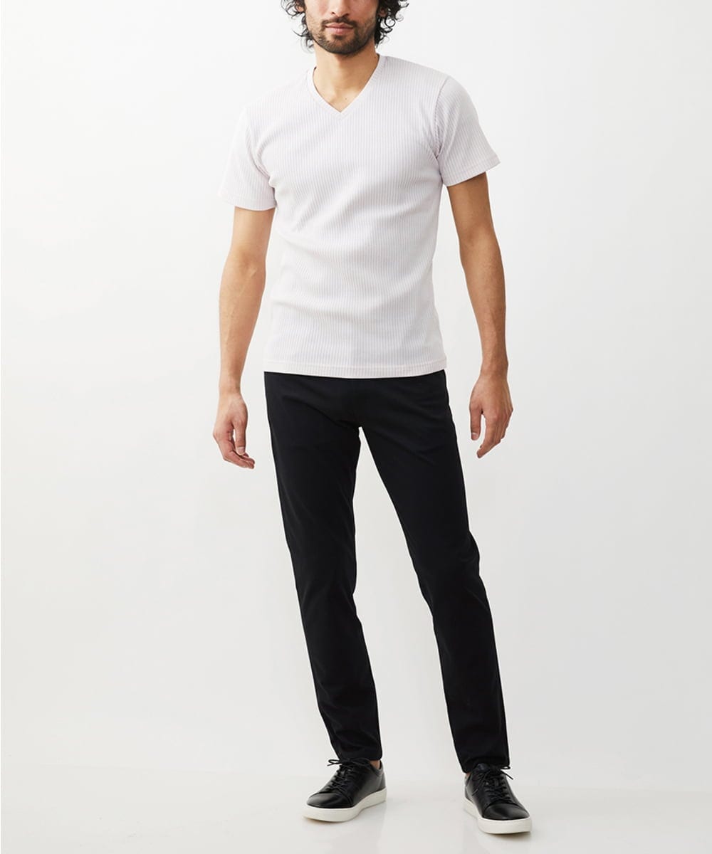 MKKGV54069 MK MICHEL KLEIN HOMME(MKミッシェルクランオム) 【全4サイズ展開】ストライプカットソー ピンク