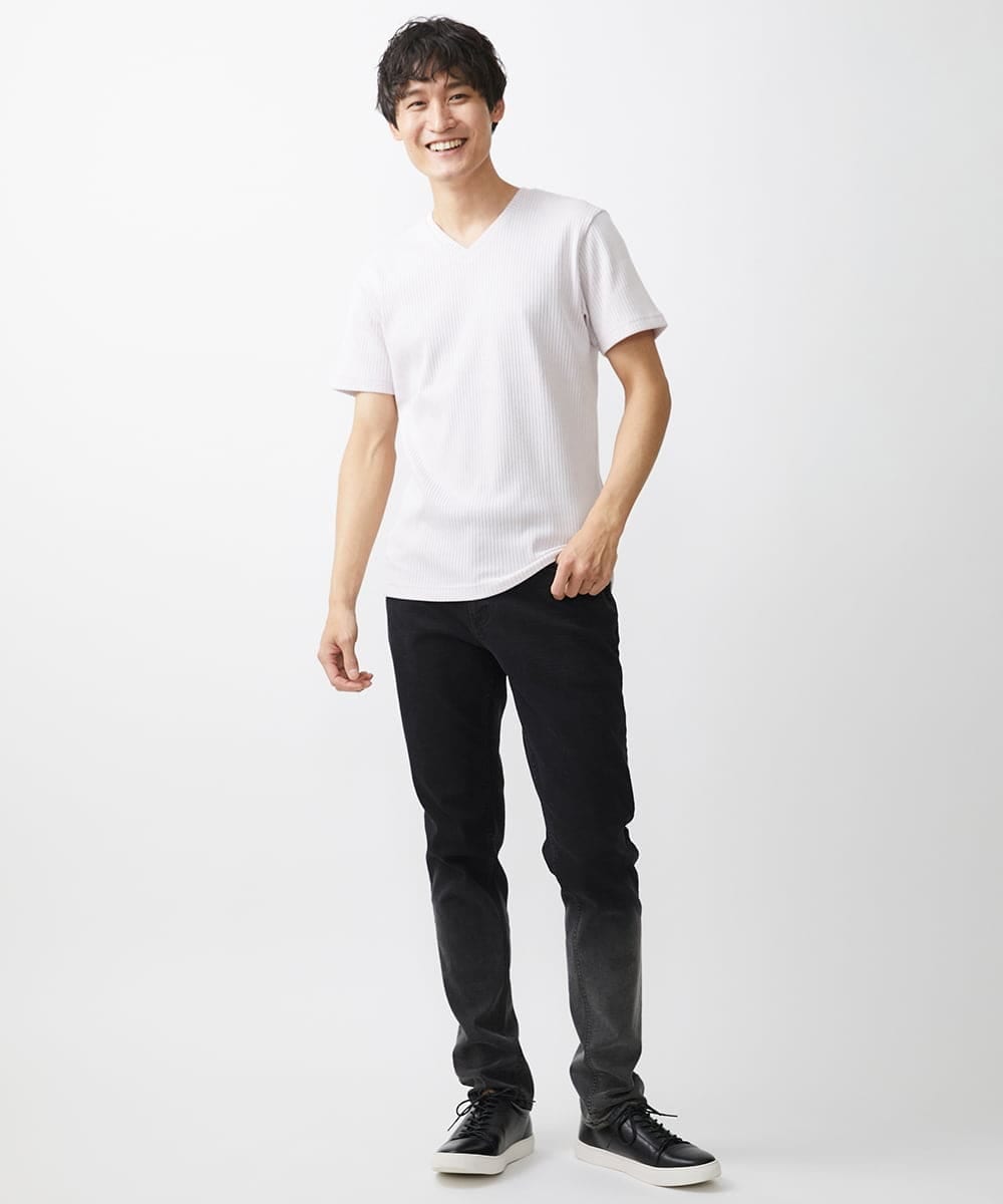 MKKGV54069 MK MICHEL KLEIN HOMME(MKミッシェルクランオム) 【全4サイズ展開】ストライプカットソー ピンク