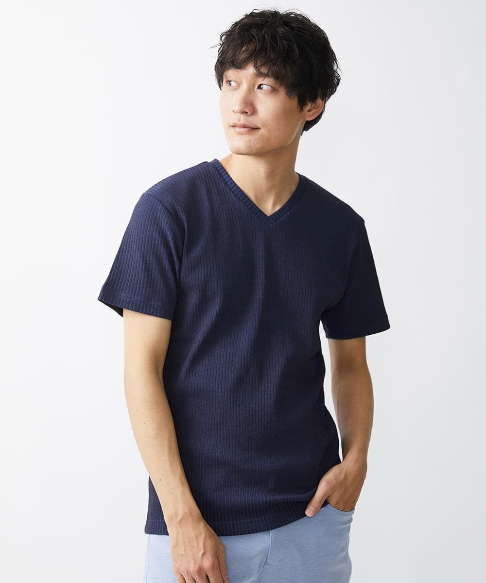 MKKGV54069 MK MICHEL KLEIN HOMME(MKミッシェルクランオム) 【全4サイズ展開】ストライプカットソー ネイビー