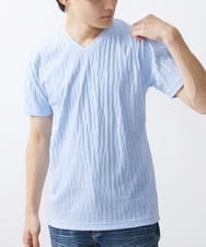 MKKGV57059 MK MICHEL KLEIN HOMME(MKミッシェルクランオム)  【ON/OFF対応】ジオメトリックリンクスカットソー ライトブルー