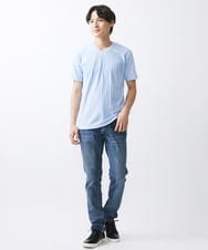 MKKGV57059 MK MICHEL KLEIN HOMME(MKミッシェルクランオム)  【ON/OFF対応】ジオメトリックリンクスカットソー ライトブルー