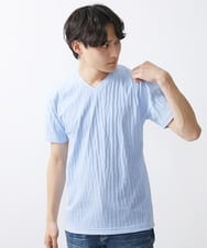 MKKGV57059 MK MICHEL KLEIN HOMME(MKミッシェルクランオム)  【ON/OFF対応】ジオメトリックリンクスカットソー ライトブルー