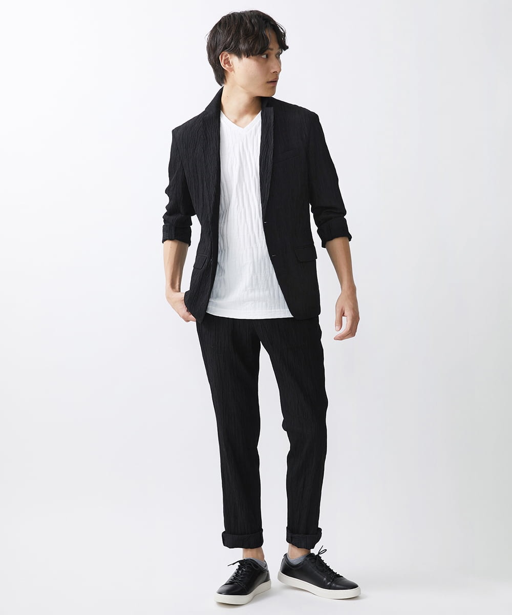 MKKGV57059 MK MICHEL KLEIN HOMME(MKミッシェルクランオム)  【ON/OFF対応】ジオメトリックリンクスカットソー ホワイト