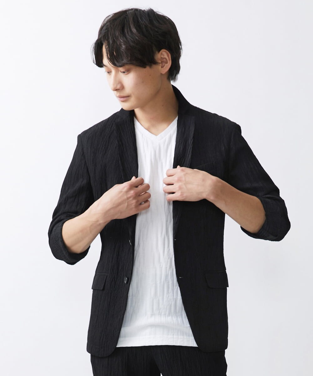 MKKGV57059 MK MICHEL KLEIN HOMME(MKミッシェルクランオム)  【ON/OFF対応】ジオメトリックリンクスカットソー ホワイト