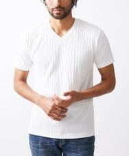 MKKGV57059 MK MICHEL KLEIN HOMME(MKミッシェルクランオム)  【ON/OFF対応】ジオメトリックリンクスカットソー ホワイト