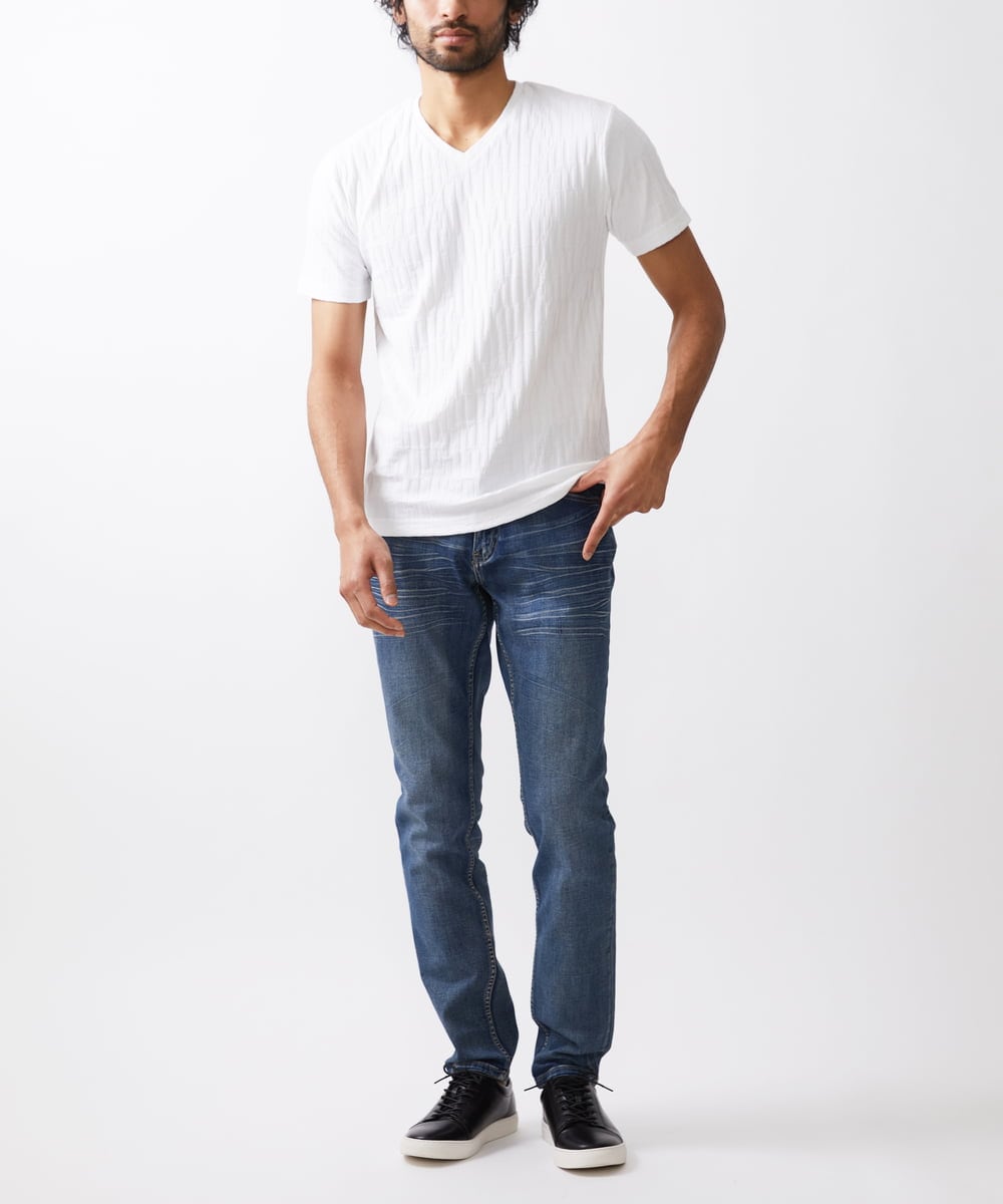MKKGV57059 MK MICHEL KLEIN HOMME(MKミッシェルクランオム)  【ON/OFF対応】ジオメトリックリンクスカットソー ホワイト