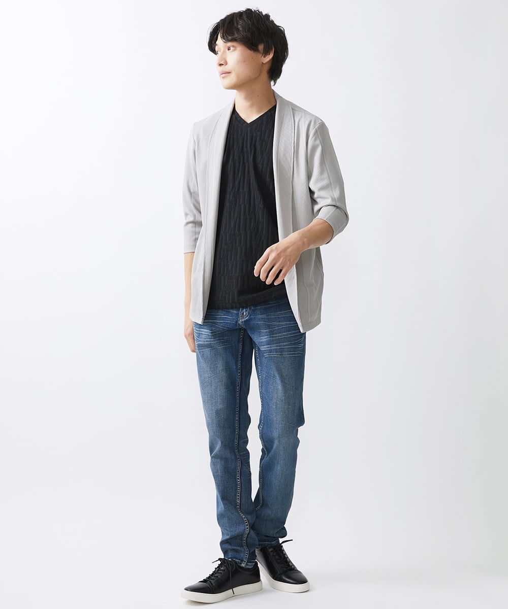 MKKGV57059 MK MICHEL KLEIN HOMME(MKミッシェルクランオム)  【ON/OFF対応】ジオメトリックリンクスカットソー ブラック