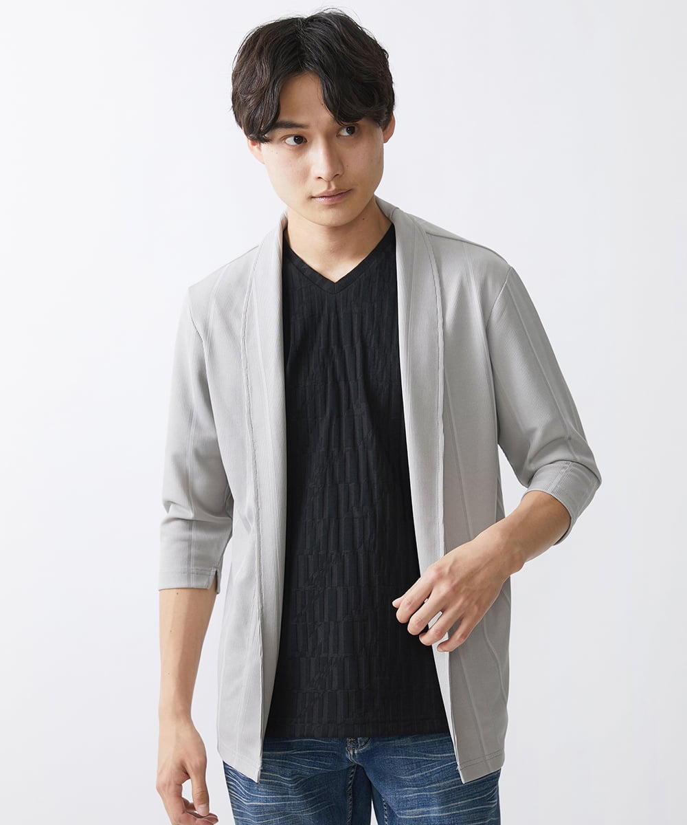 MKKGV57059 MK MICHEL KLEIN HOMME(MKミッシェルクランオム)  【ON/OFF対応】ジオメトリックリンクスカットソー ブラック