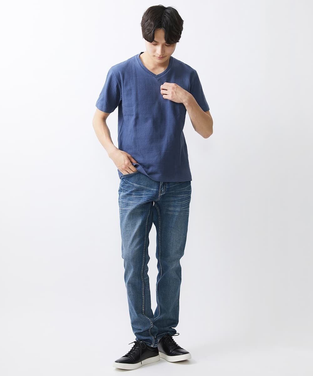 MKKGV59079 MK MICHEL KLEIN HOMME(MKミッシェルクランオム) グレンチェックリンクスカットソー ブルー