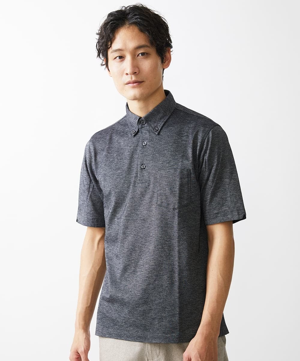 MKKGV60120 MK MICHEL KLEIN HOMME(MKミッシェルクランオム) 【日本製生地】ポロシャツ/ ビンテージフォギーカノコ  ダークグレー