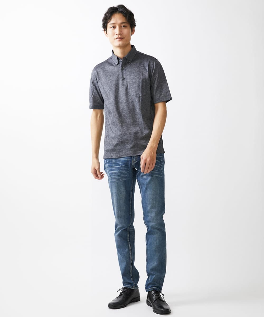 MKKGV60120 MK MICHEL KLEIN HOMME(MKミッシェルクランオム) 【日本製生地】ポロシャツ/ ビンテージフォギーカノコ  ダークグレー