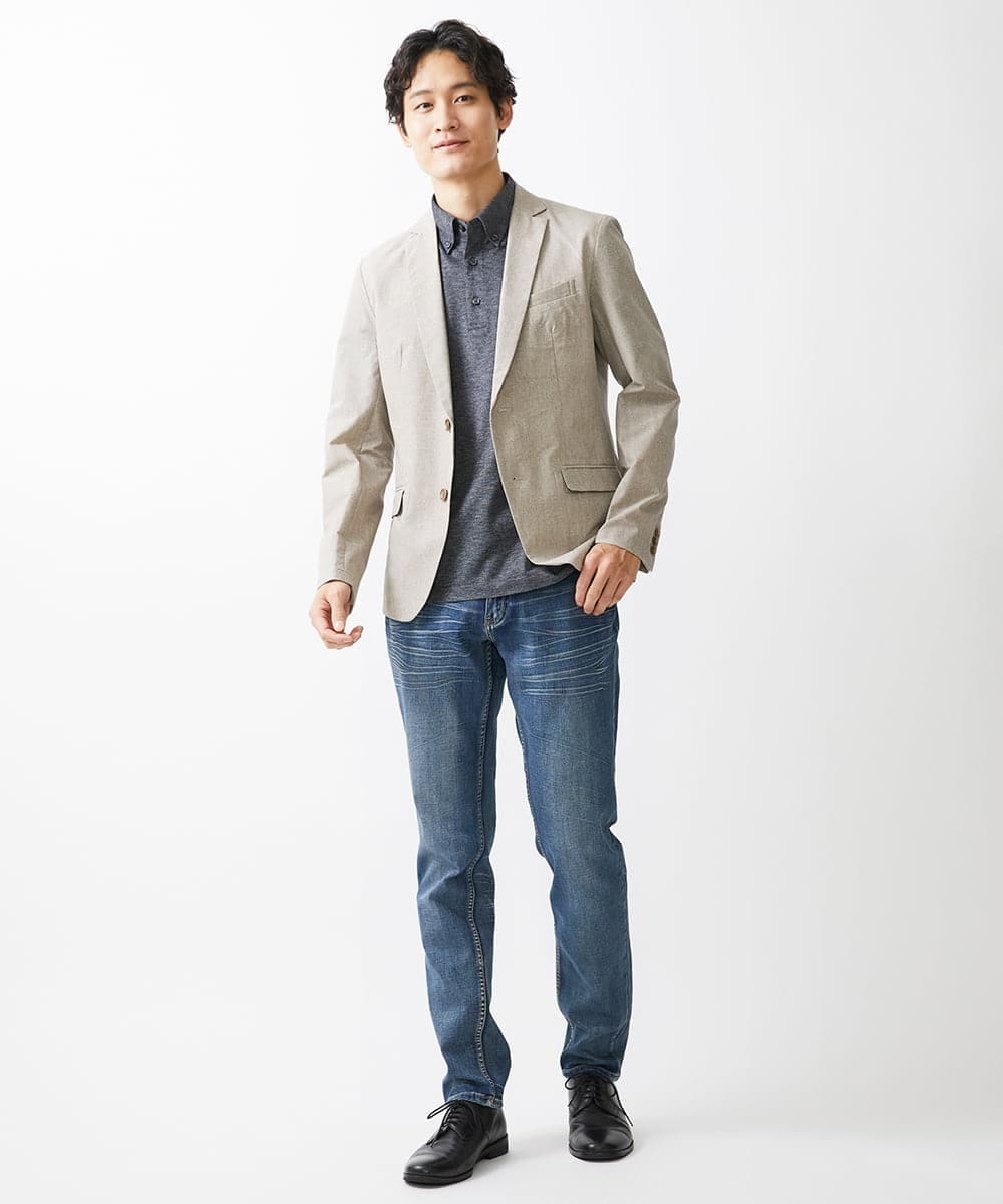 MKKGV60120 MK MICHEL KLEIN HOMME(MKミッシェルクランオム) 【日本製生地】ポロシャツ/ ビンテージフォギーカノコ  ダークグレー