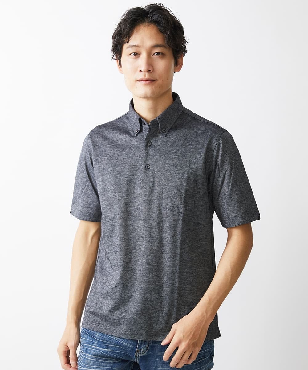 MKKGV60120 MK MICHEL KLEIN HOMME(MKミッシェルクランオム) 【日本製生地】ポロシャツ/ ビンテージフォギーカノコ  ダークグレー