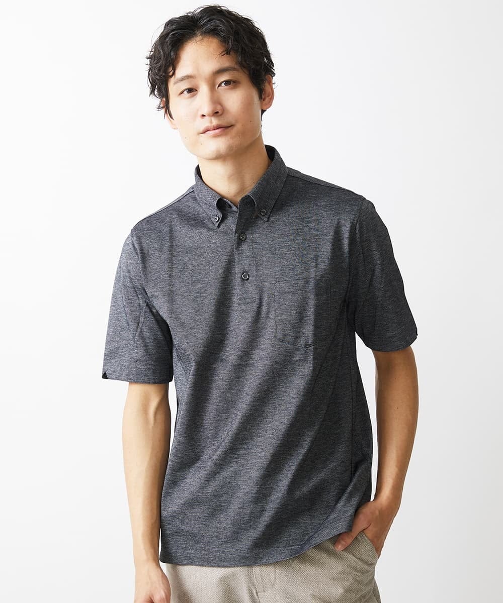MKKGV60120 MK MICHEL KLEIN HOMME(MKミッシェルクランオム) 【日本製生地】ポロシャツ/ ビンテージフォギーカノコ  ダークグレー
