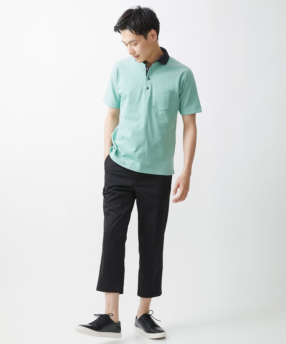 MKKGV62095 MK MICHEL KLEIN HOMME(MKミッシェルクランオム) 【大きいサイズあり】ポロシャツ/TCメランジ グリーン