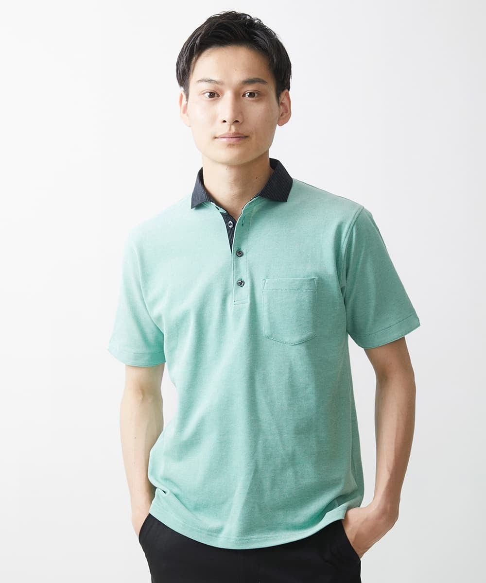 MKKGV62095 MK MICHEL KLEIN HOMME(MKミッシェルクランオム) 【大きいサイズあり】ポロシャツ/TCメランジ グリーン