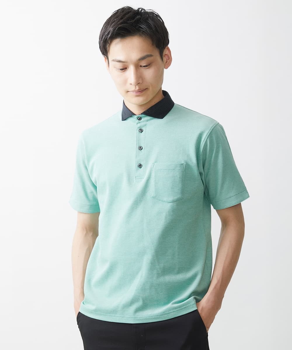 MKKGV62095 MK MICHEL KLEIN HOMME(MKミッシェルクランオム) 【大きいサイズあり】ポロシャツ/TCメランジ グリーン
