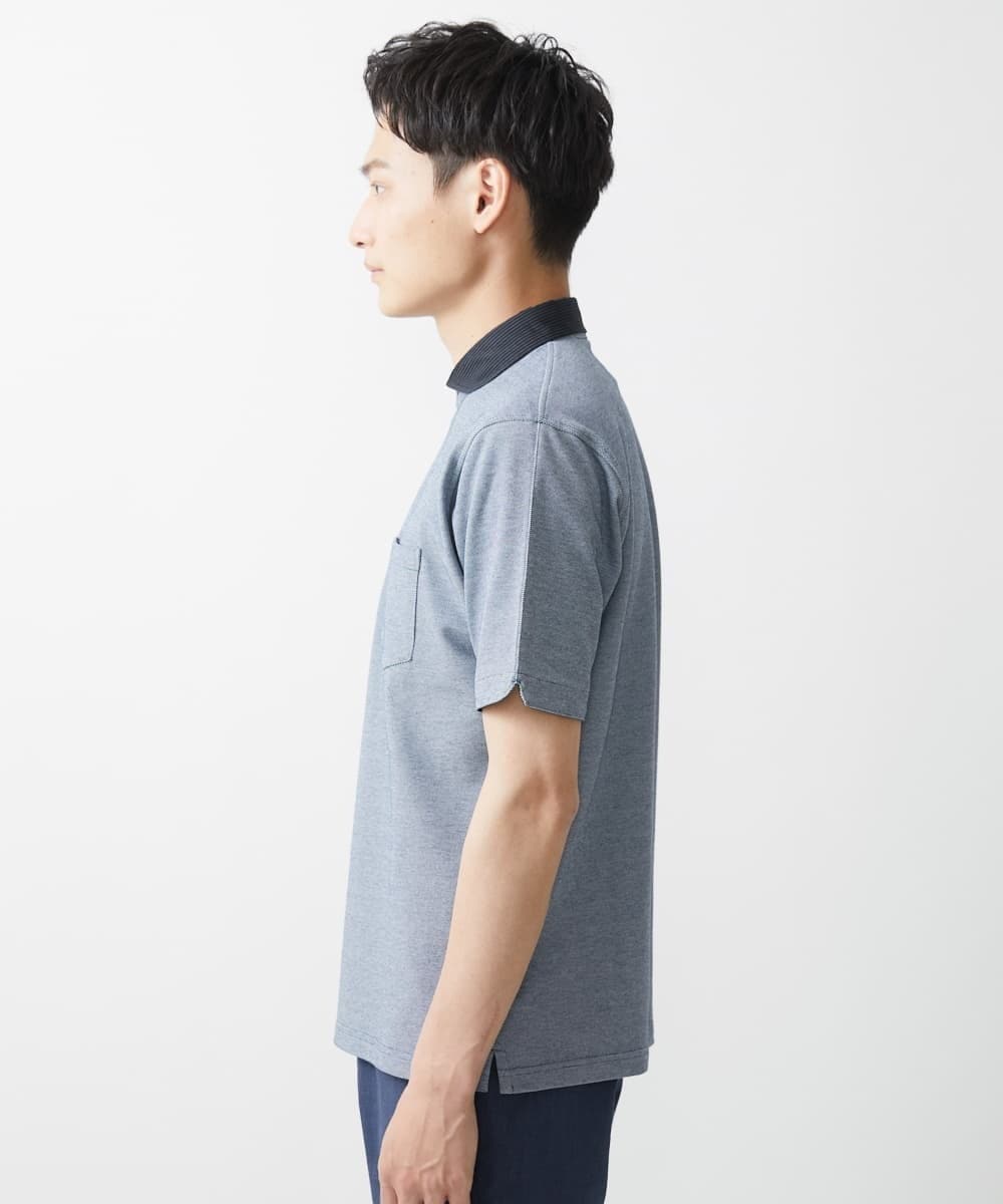 MKKGV62095 MK MICHEL KLEIN HOMME(MKミッシェルクランオム) 【大きいサイズあり】ポロシャツ/TCメランジ ブルー