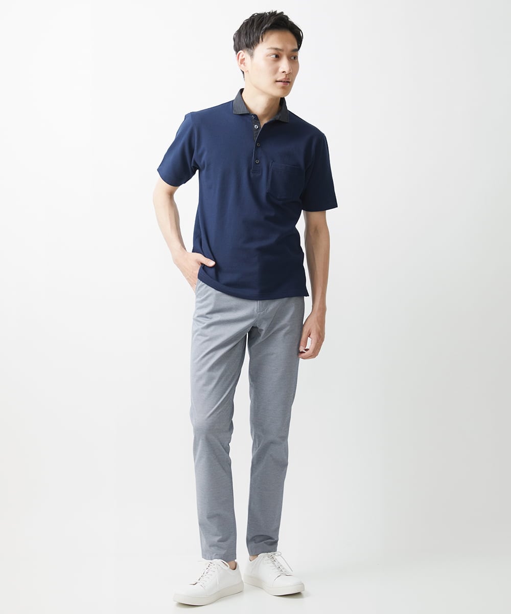 MKKGV62095 MK MICHEL KLEIN HOMME(MKミッシェルクランオム) 【大きいサイズあり】ポロシャツ/TCメランジ ネイビー
