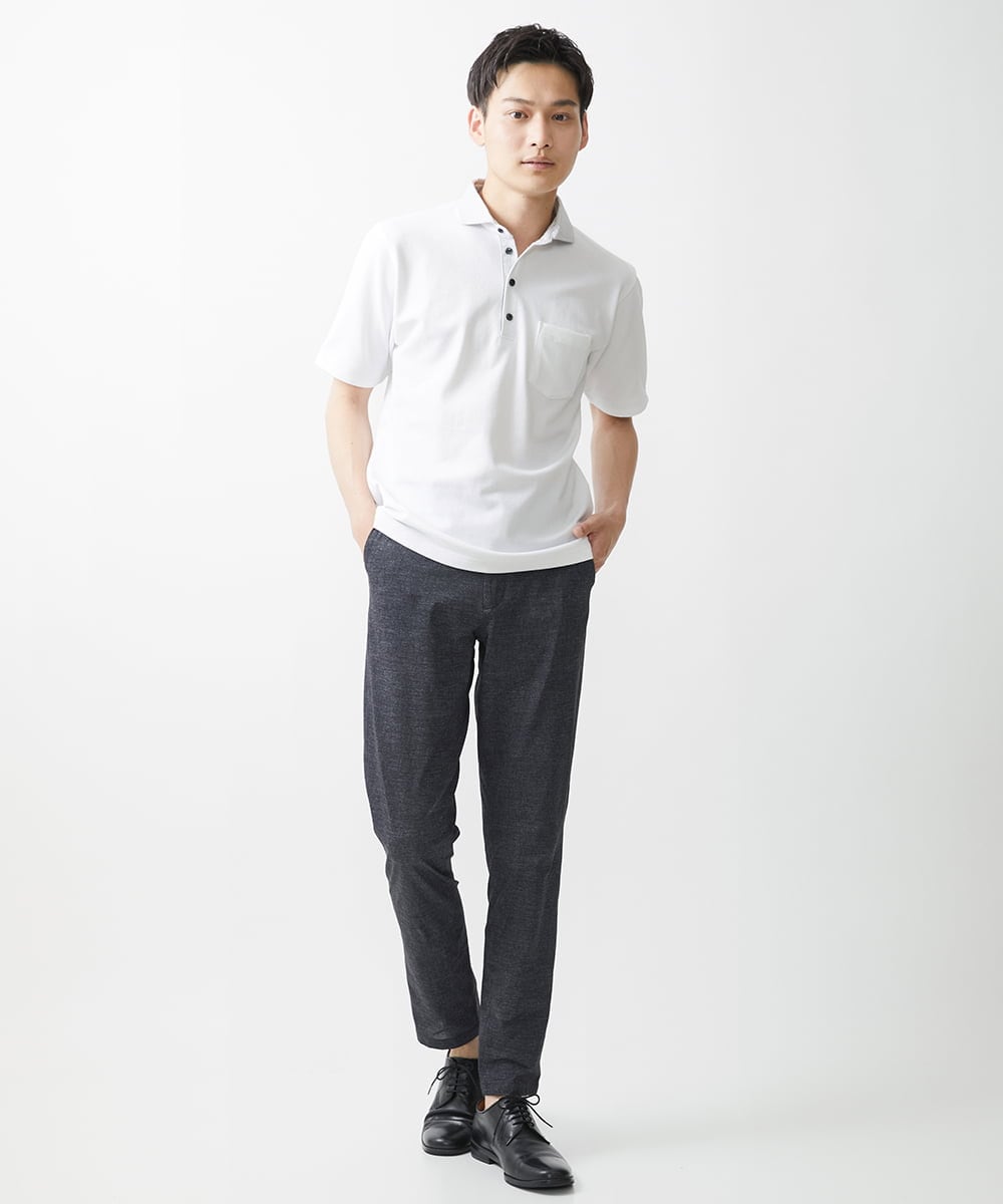 MKKGV62095 MK MICHEL KLEIN HOMME(MKミッシェルクランオム) 【大きいサイズあり】ポロシャツ/TCメランジ ホワイト