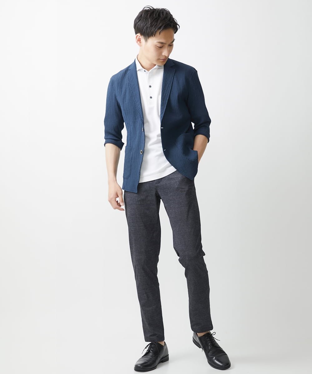 MKKGV62095 MK MICHEL KLEIN HOMME(MKミッシェルクランオム) 【大きいサイズあり】ポロシャツ/TCメランジ ホワイト