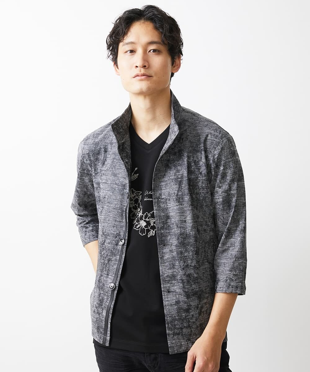 MKKGX10069 MK MICHEL KLEIN HOMME(MKミッシェルクランオム) フラワー刺繍カットソー ブラック