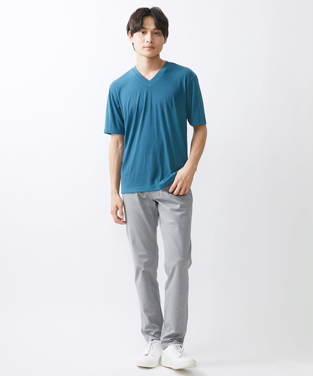 MKKGX15059 MK MICHEL KLEIN HOMME(MKミッシェルクランオム)  【ON/OFF対応】ランダムストライプカットソー グリーン