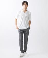 MKKGX15059 MK MICHEL KLEIN HOMME(MKミッシェルクランオム)  【ON/OFF対応】ランダムストライプカットソー ホワイト