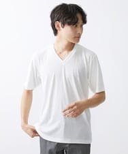 MKKGX15059 MK MICHEL KLEIN HOMME(MKミッシェルクランオム)  【ON/OFF対応】ランダムストライプカットソー ホワイト