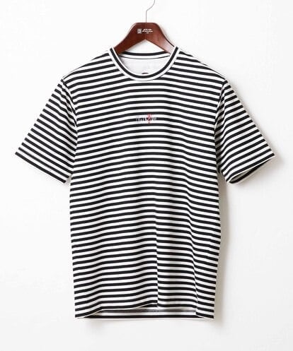 MK MICHEL KLEIN HOMME(MK ミッシェルクランオム) 【WFP】ロゴ刺繍ボーダーカットソー ブラック/黒 46