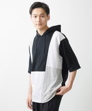 MKKGX41090 MK MICHEL KLEIN HOMME(MKミッシェルクランオム) COOLブロックフーディ / リサイクルポリエステル ブラック