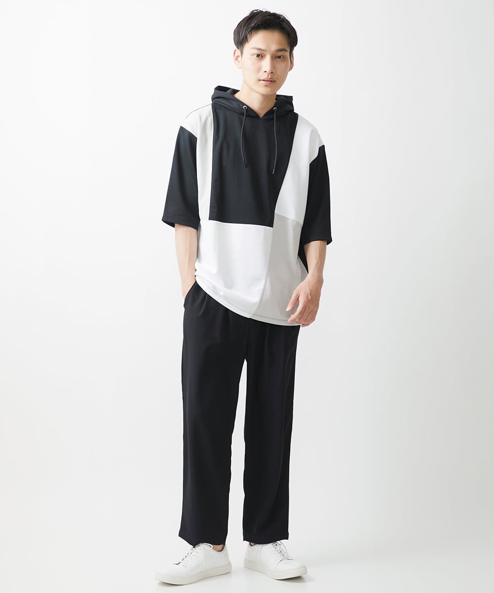 MKKGX41090 MK MICHEL KLEIN HOMME(MKミッシェルクランオム) COOLブロックフーディ / リサイクルポリエステル ブラック