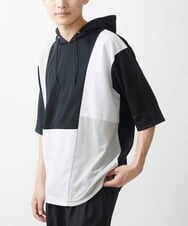 MKKGX41090 MK MICHEL KLEIN HOMME(MKミッシェルクランオム) COOLブロックフーディ / リサイクルポリエステル ブラック