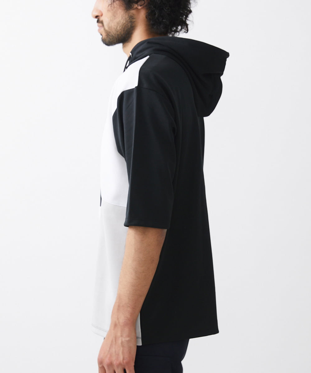 MKKGX41090 MK MICHEL KLEIN HOMME(MKミッシェルクランオム) COOLブロックフーディ / リサイクルポリエステル ブラック