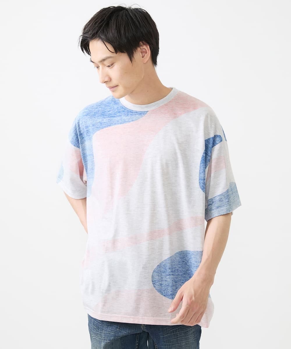 MKKGX43059 MK MICHEL KLEIN HOMME(MKミッシェルクランオム) カットソー/マーブルプリント オレンジ