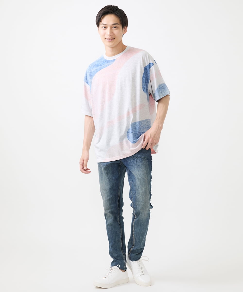 MKKGX43059 MK MICHEL KLEIN HOMME(MKミッシェルクランオム) カットソー/マーブルプリント オレンジ