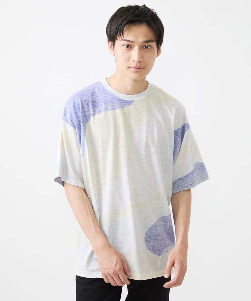 MKKGX43059 MK MICHEL KLEIN HOMME(MKミッシェルクランオム) カットソー/マーブルプリント イエロー