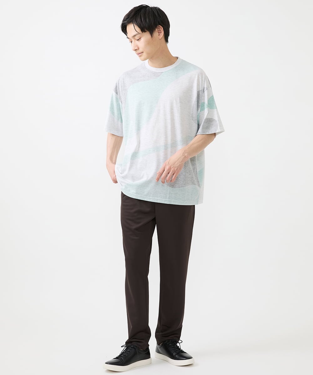 MKKGX43059 MK MICHEL KLEIN HOMME(MKミッシェルクランオム) カットソー/マーブルプリント グリーン